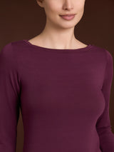 Maglietta con collo a barchetta in filato Tenderwool Viola Donna - Ragno