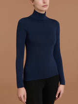Maglietta con collo dolcevita in Tenderwool (86% Modal - 8% Lana Cashmere) Blu Donna - Ragno