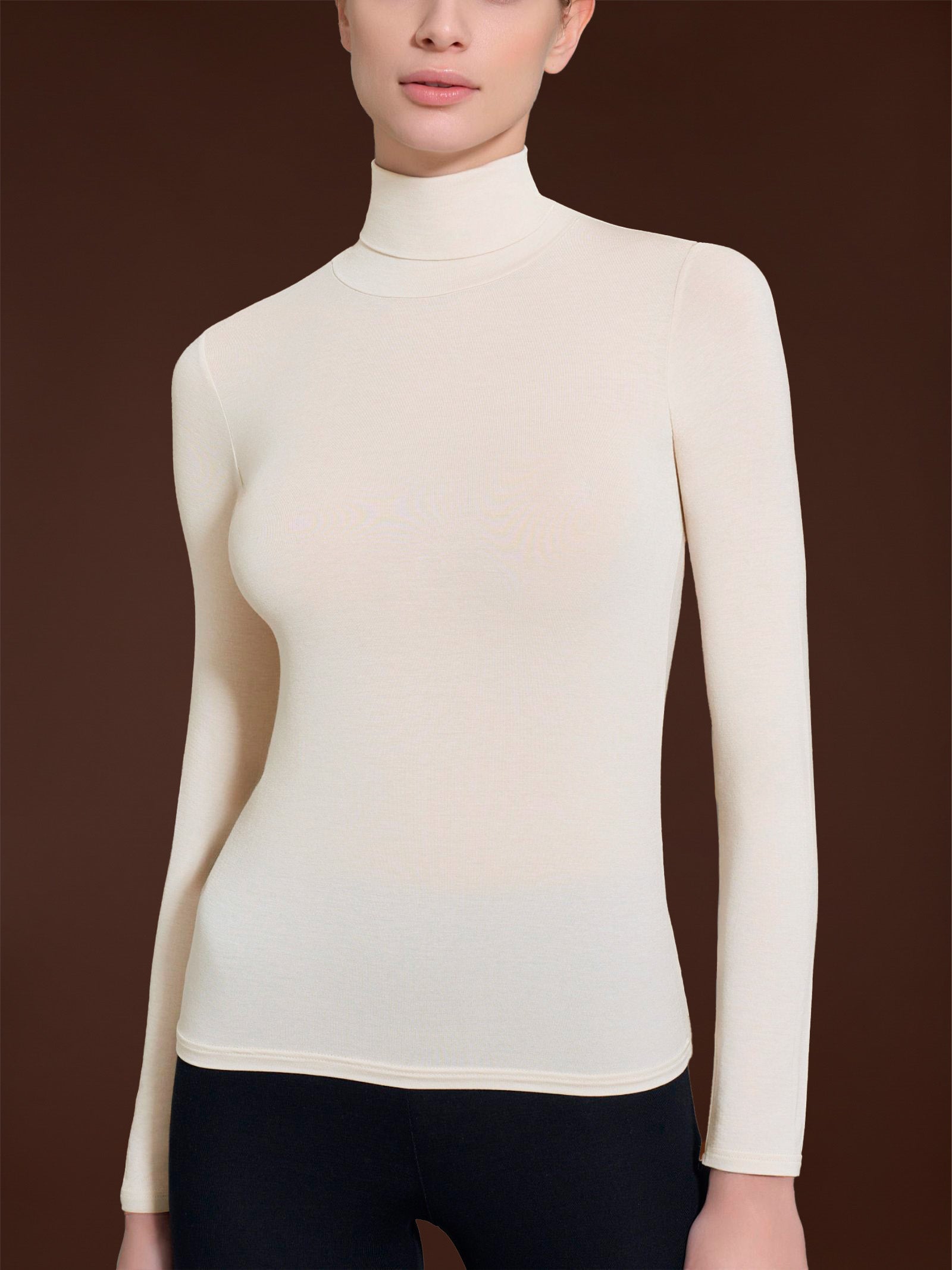 Maglietta con collo dolcevita in filato Tenderwool Grigi Donna - Ragno