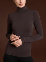 Maglietta con collo dolcevita in filato Tenderwool Marroni Donna - Ragno
