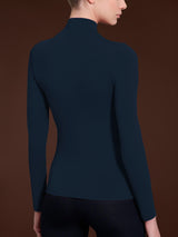 Maglietta con collo lupetto in filato Tenderwool Blu Donna - Ragno