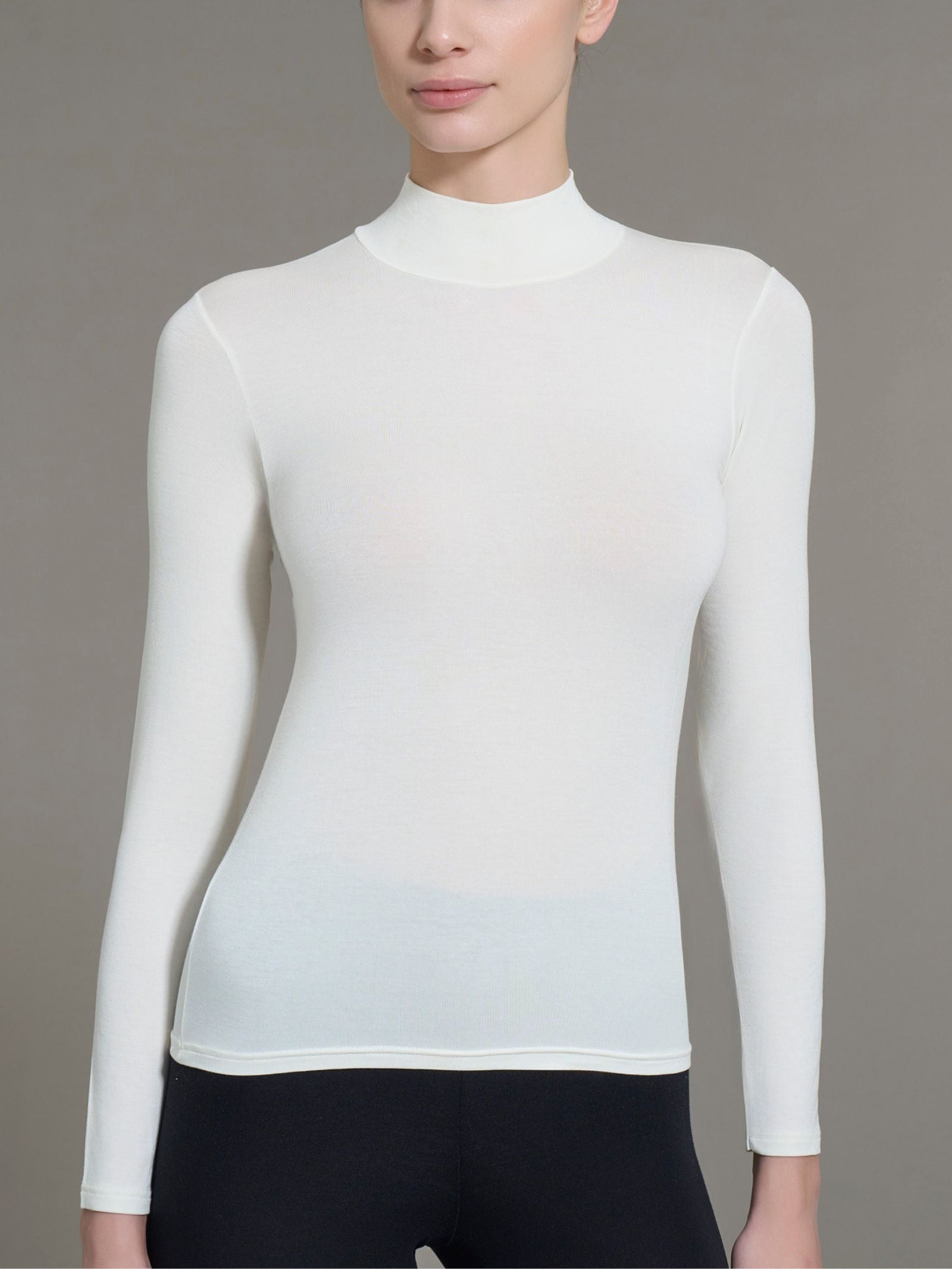Maglietta con collo lupetto in filato Tenderwool Grigi Donna - Ragno