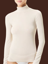 Maglietta con collo lupetto in Tenderwool (86% Modal - 8% Lana Cashmere) Grigi Donna - Ragno