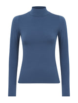 Maglietta con collo lupetto in Tenderwool (86% Modal - 8% Lana Cashmere) Blu Donna - Ragno