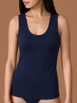 beYOUtiful - Canottiera spalla larga in cotone elasticizzato extra fine Blu Donna - Ragno