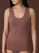 beYOUtiful - Canottiera spalla larga in cotone elasticizzato extra fine Marroni Donna - Ragno