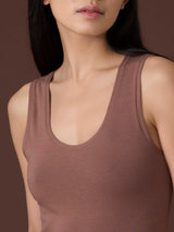 beYOUtiful - Canottiera spalla larga in cotone elasticizzato extra fine Marroni Donna - Ragno
