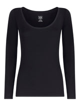 beYOUtiful - Maglietta a manica lunga in cotone elasticizzato extra fine Neri Donna - Ragno