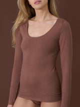 beYOUtiful - Maglietta a manica lunga in cotone elasticizzato extra fine Blu Donna - Ragno