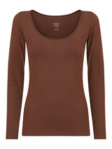 beYOUtiful - Maglietta a manica lunga in cotone elasticizzato extra fine Marroni Donna - Ragno