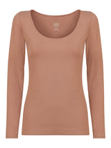 beYOUtiful - Maglietta a manica lunga in cotone elasticizzato extra fine Marroni Donna - Ragno