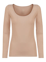 beYOUtiful - Maglietta a manica lunga in cotone elasticizzato extra fine Marroni Donna - Ragno