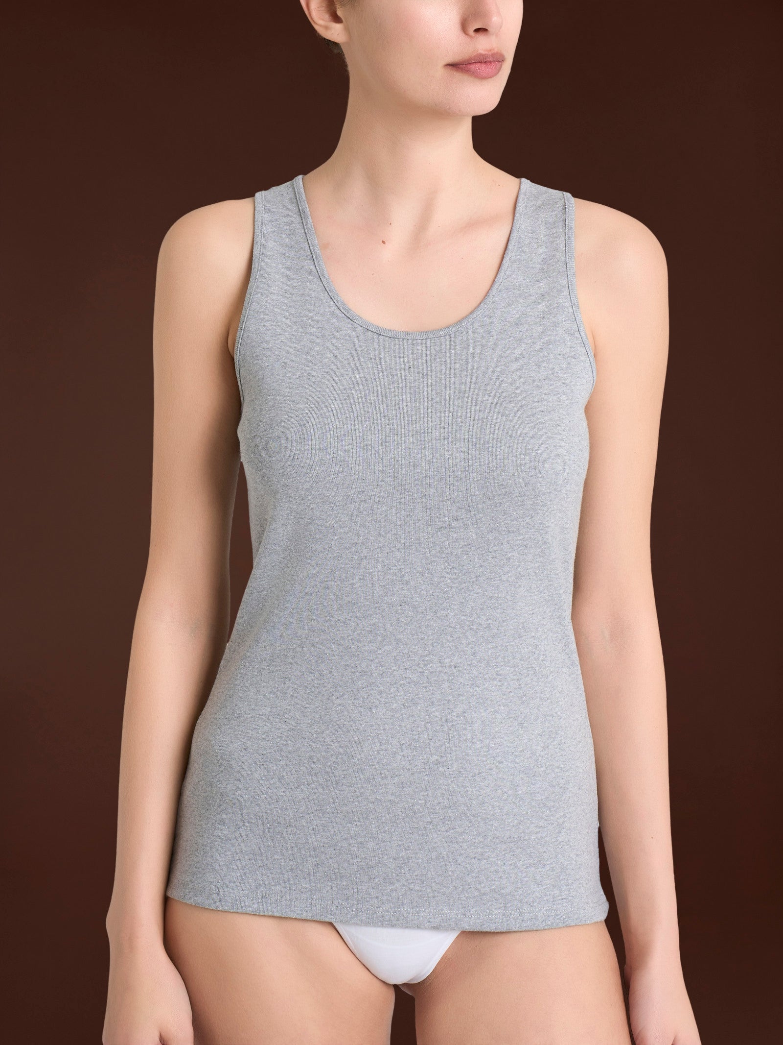 Thermo Cotton Canottiera a spalla larga in caldo cotone Argento