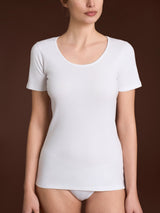 Thermo Cotton - Maglietta girocollo a manica corta in caldo cotone Bianchi Donna - Ragno