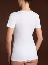 Thermo Cotton - Maglietta girocollo a manica corta in caldo cotone Bianchi Donna - Ragno