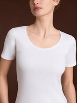 Thermo Cotton - Maglietta girocollo a manica corta in caldo cotone Bianchi Donna - Ragno