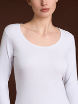 Thermo Cotton - Maglietta girocollo a manica lunga in caldo cotone Bianchi Donna - Ragno