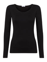 Thermo Cotton - Maglietta girocollo a manica lunga in caldo cotone Neri Donna - Ragno