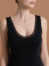 Thermo Cotton - Canottiera a spalla larga in caldo cotone Neri Donna - Ragno
