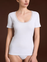Thermo Cotton -Maglietta girocollo in caldo cotone Bianchi Donna - Ragno