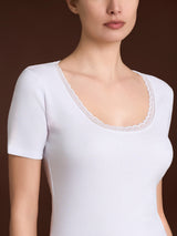 Thermo Cotton -Maglietta girocollo in caldo cotone Bianchi Donna - Ragno