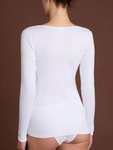 Thermo Cotton - Maglietta girocollo a manica lunga in caldo cotone Neri Donna - Ragno