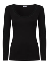 Thermo Cotton - Maglietta girocollo a manica lunga in caldo cotone Neri Donna - Ragno
