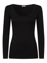Thermo Cotton - Maglietta girocollo a manica lunga in caldo cotone Neri Donna - Ragno