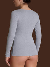 Thermo Cotton - Maglietta girocollo a manica lunga in caldo cotone Neri Donna - Ragno