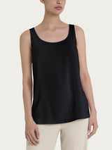 Top smanicato in Voile di Viscosa Satin Neri Donna - Ragno