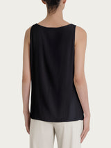 Top smanicato in Voile di Viscosa Satin Neri Donna - Ragno
