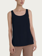 Top smanicato in Ecoseta Blu Donna - Ragno