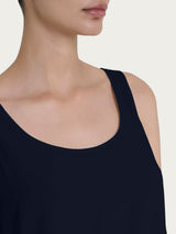 Top smanicato in Voile di Viscosa Satin Blu Donna - Ragno