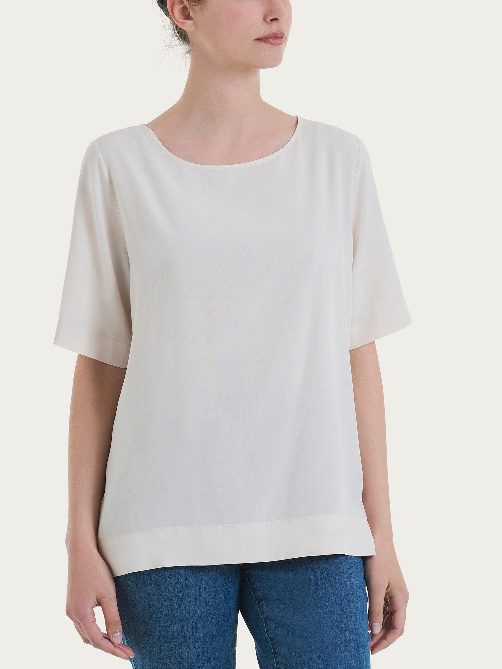 Blusa a manica corta in Ecoseta Bianchi Donna - Ragno