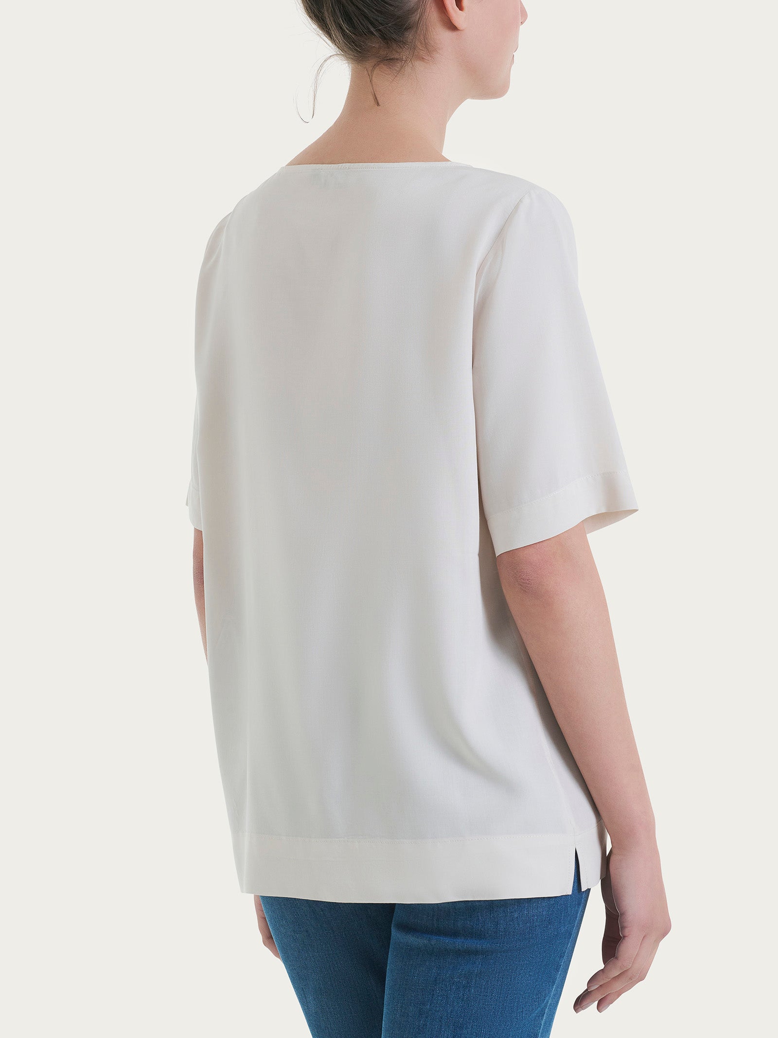 Blusa a manica corta in Ecoseta Bianchi Donna - Ragno