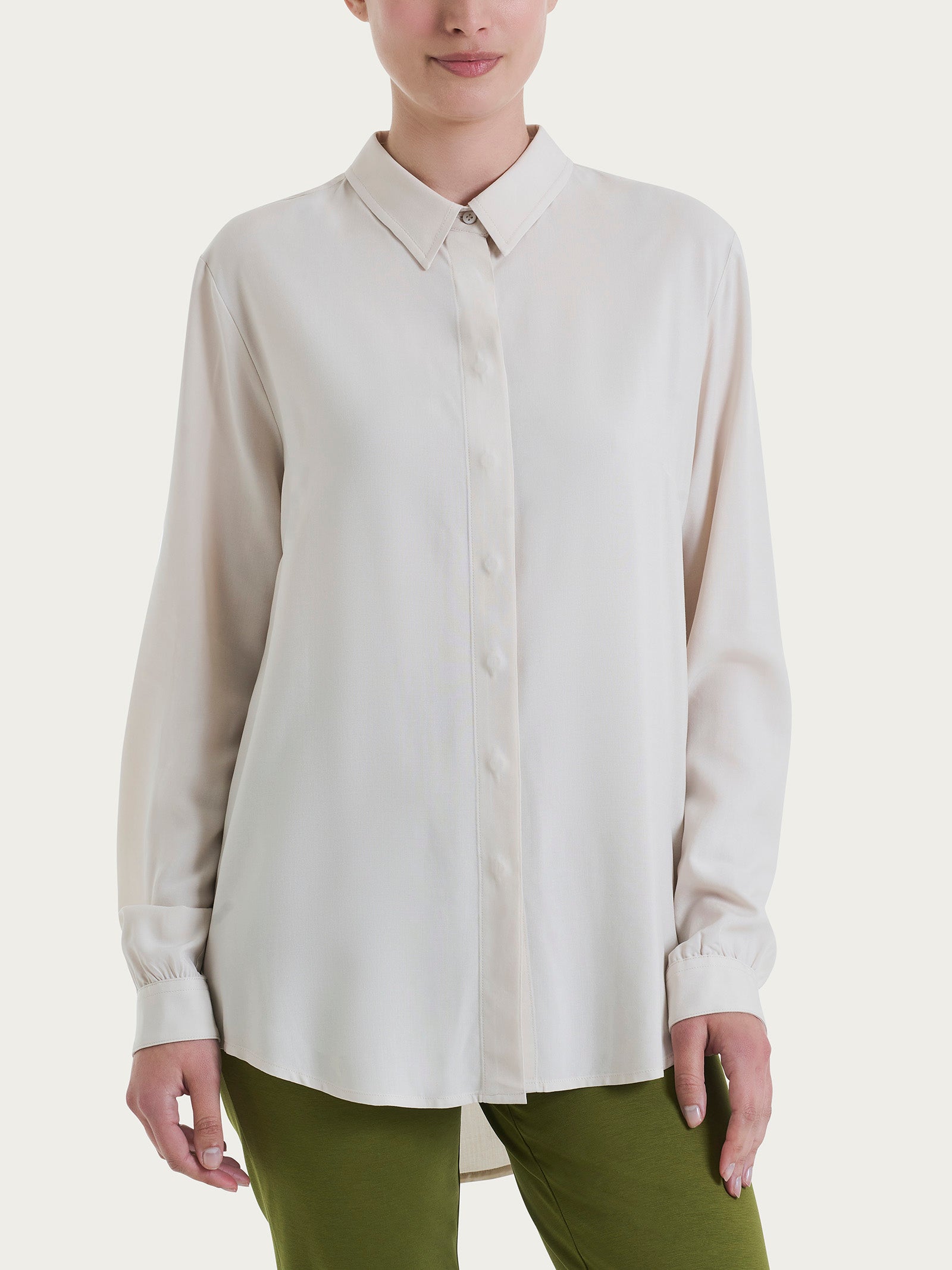 Camicia a manica lunga in Ecoseta Bianchi Donna - Ragno