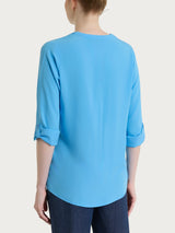 Camicia con collo alla coreana in EcoSeta Azzurri Donna - Ragno
