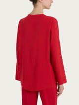 Camicia con collo alla coreana in Voile di Viscosa Satin Rossi Donna - Ragno