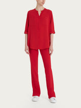 Camicia con collo alla coreana in Voile di Viscosa Satin Rossi Donna - Ragno