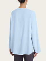 Camicia con collo alla coreana in EcoSeta Azzurri Donna - Ragno