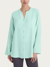 Camicia con collo alla coreana in EcoSeta Verdi Donna - Ragno