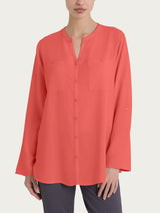 Camicia con collo alla coreana in EcoSeta Rosa Donna - Ragno
