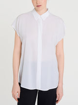 Camicia con manica corta a kimono in Voile di Viscosa Satin Bianchi Donna - Ragno