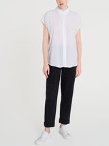 Camicia con manica corta a kimono in Voile di Viscosa Satin Bianchi Donna - Ragno