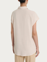 Camicia con manica corta a kimono in Voile di Viscosa Satin Bianchi Donna - Ragno