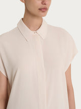 Camicia con manica corta a kimono in Voile di Viscosa Satin Bianchi Donna - Ragno