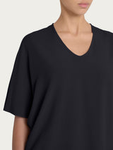 Blusa con scollo a V e manica al gomito in Ecoseta Neri Donna - Ragno