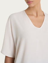 Blusa con scollo a V e manica al gomito in Ecoseta Bianchi Donna - Ragno