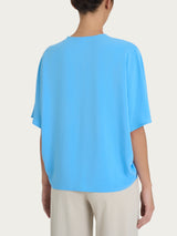 Blusa con scollo a V e manica al gomito in Ecoseta Azzurri Donna - Ragno