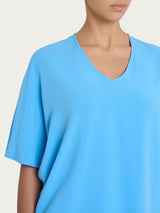 Blusa con scollo a V e manica al gomito in Ecoseta Azzurri Donna - Ragno